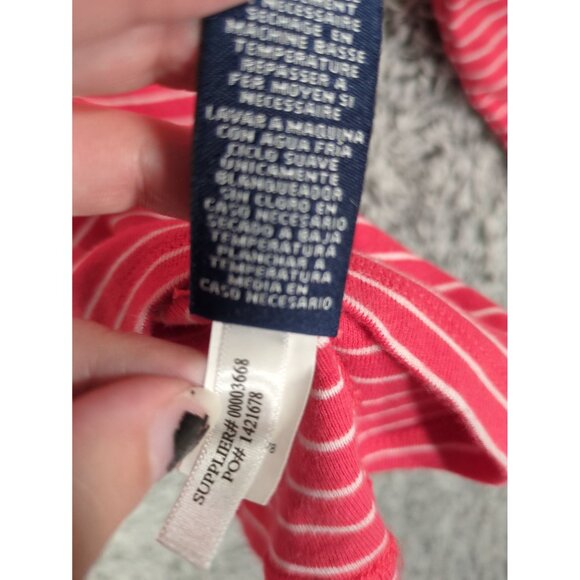 CHAPS RALPH LAUREN Stripe Tie Neck Top Womens Size 2X Coral Nautical Long Sleeve - Picture 7 of 8